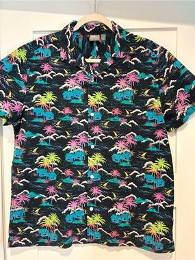 ASOS Button-Down with Neon Tropical Print